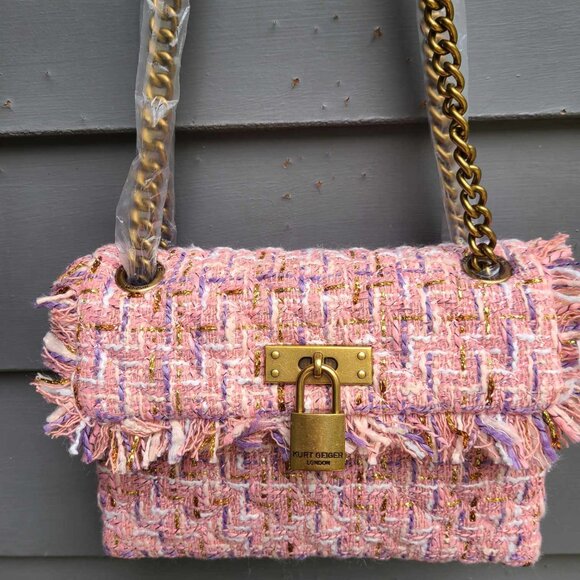 Kurt Geiger Handbags - Kurt Geiger Pale Pink Tweed Mini Brixton Bag NEW!